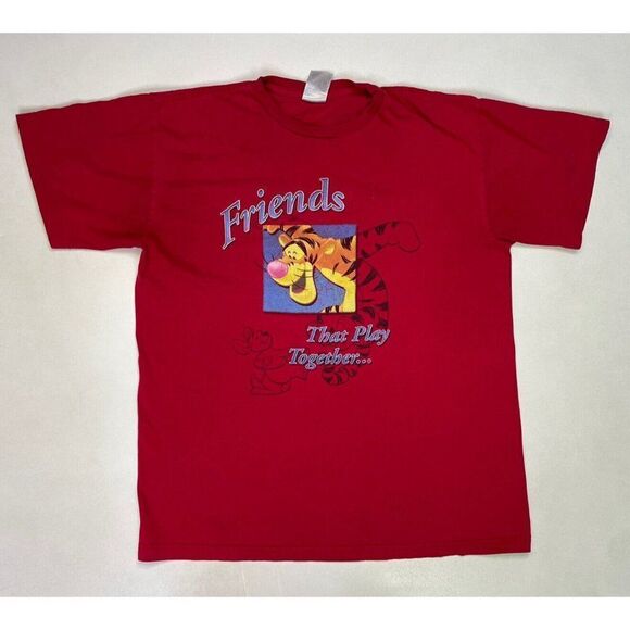 VINTAGE Disney Winnie The Pooh Tigger Graphic T-shirt Men Large Red Short Sleeve - Picture 1 of 8